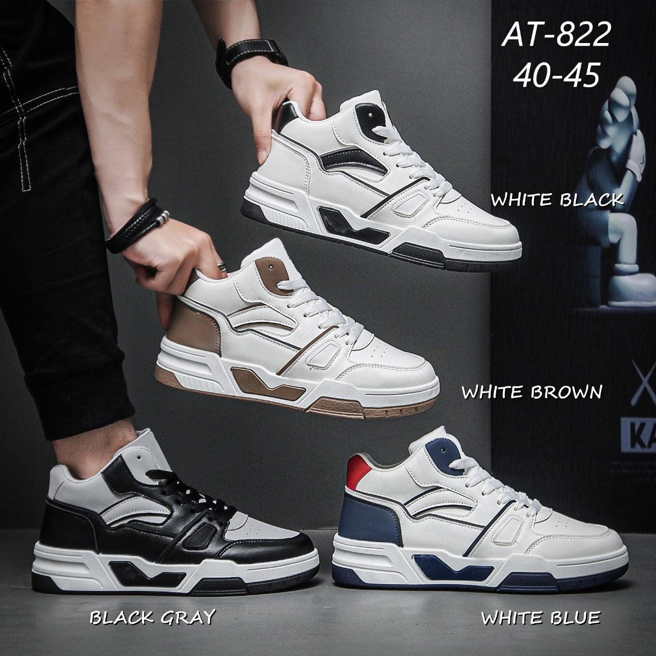 Casual Sneaker Hi-Neck Shoes with Synthetic Upper Lightweight