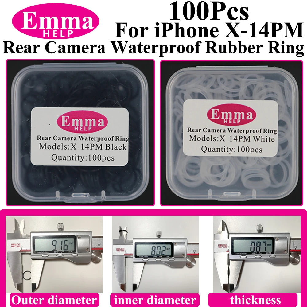 100pcs Back Camera Lens WaterProof Seal Ring for iPhone 11 12 13 mini X XR XS 14 15 Pro Max Waterproof Rubber Circle Big Hold