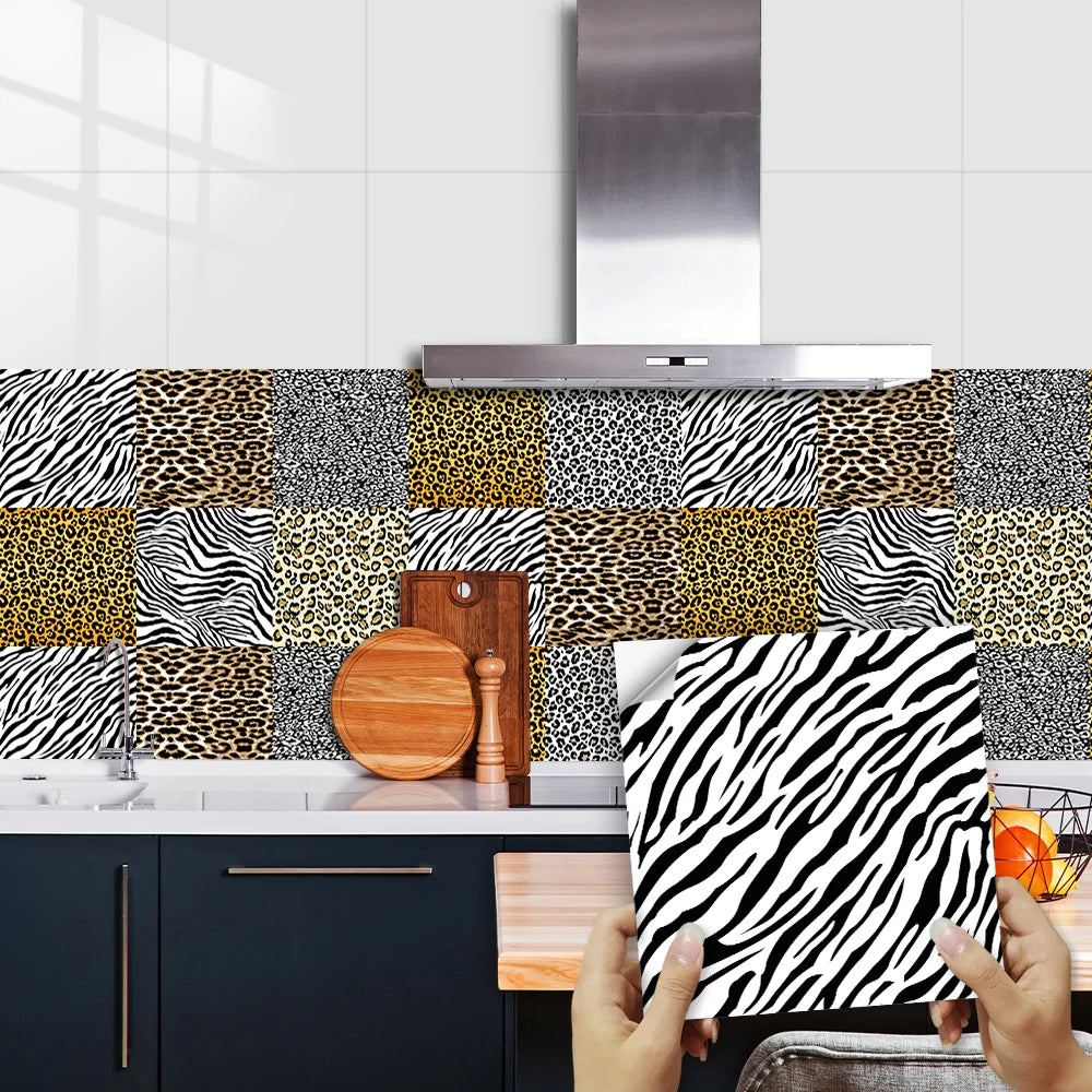 10pcs Retro Pattern Matte Surface Tiles Sticker Transfers Covers for Kitchen Bathroom Tables Floor Hard-wearing Art Wall Decals