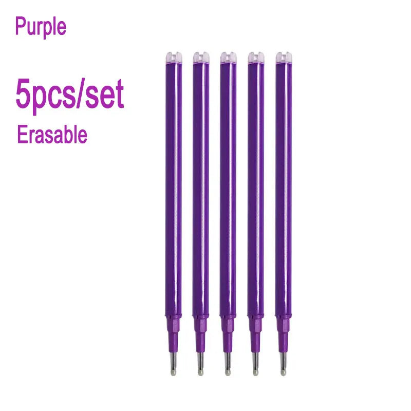 0.7mm 0.5mm Tip Retractable Erasable Gel Pen Refill Large Capacity 8 Color Ink Cartridge Rods Washable Handle Writing Stationery