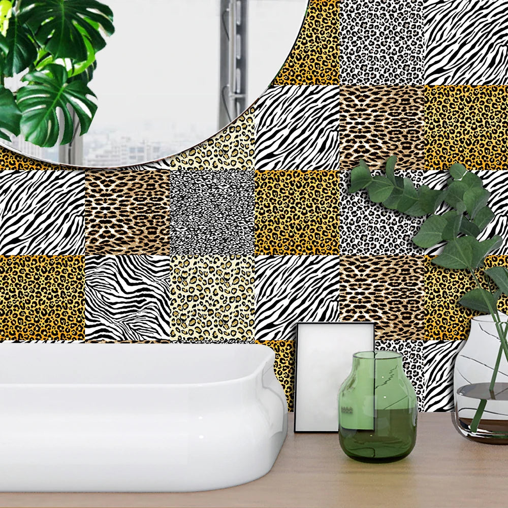 10pcs Retro Pattern Matte Surface Tiles Sticker Transfers Covers for Kitchen Bathroom Tables Floor Hard-wearing Art Wall Decals