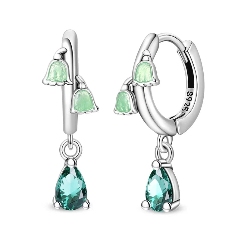 100% 925 Sterling Silver Colorful Butterfly Bee Ladybug Rainbow Flower Earrings For Women Fashion Birthday Party Jewelry Gifts