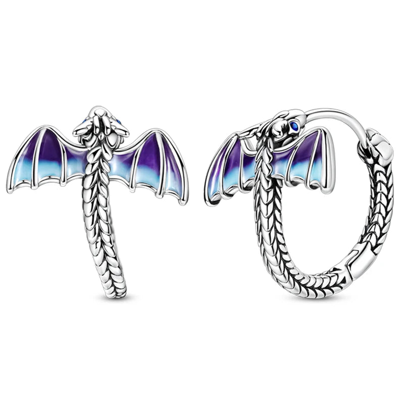 100% 925 Sterling Silver Colorful Butterfly Bee Ladybug Rainbow Flower Earrings For Women Fashion Birthday Party Jewelry Gifts