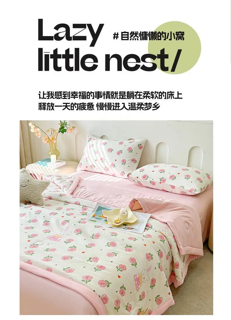 100% Cotton Summer Cooler Air-conditioning Nap Blanket Soy Fiber Comforter Quilt Core Super Soft Comfortable Antibacterial Quilt