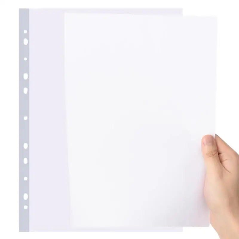 100pcs 11-hole A4 Clear Plastic Punched File Folders For Documents Sleeves Pocket File Sleeve Thin Document Office Supplies