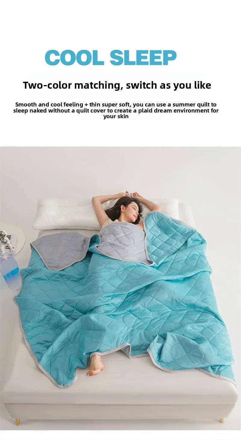 1pc Solid Color High-Quality Summer Cooling Blanket, Lightweight, Breathable & Skin-Friendly for Hot Sleepers,Bedding 냉감이불/여름이불