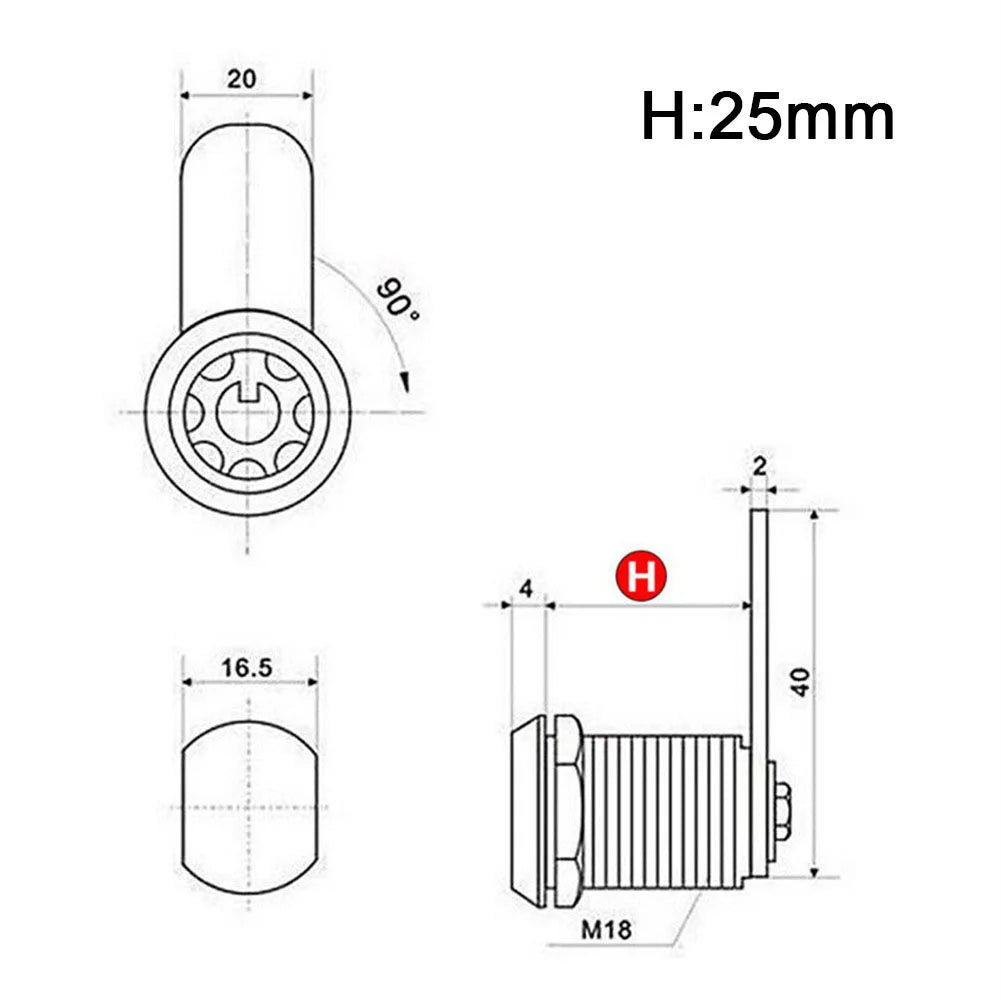 16/20mm MailBox Locker Cupboard Cam Lock Door Drawer Cabinet + 2 Keys Furniture Locks Drawer DIY Cabinet Tools