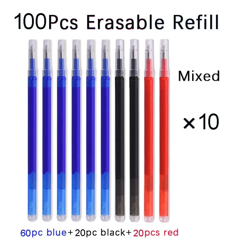 100 Pcs/Set 0.7mm Erasable Pen Refill Rod Magic Erasable Gel Pen for Pilot Frixion 8 Colors Ink Office Stationery Writing