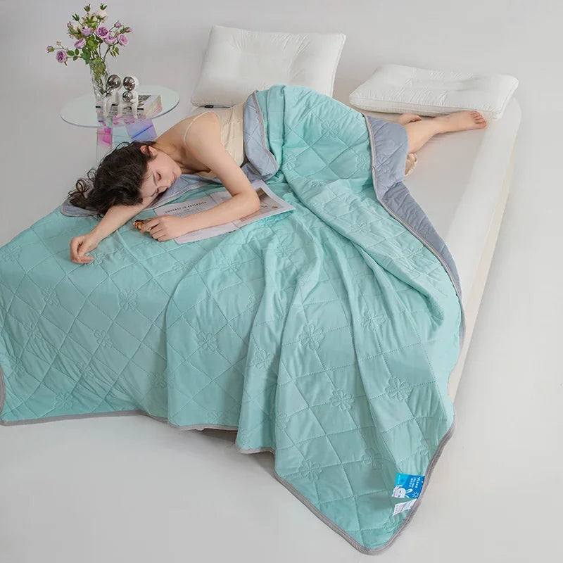 1pc Solid Color High-Quality Summer Cooling Blanket, Lightweight, Breathable & Skin-Friendly for Hot Sleepers,Bedding 냉감이불/여름이불