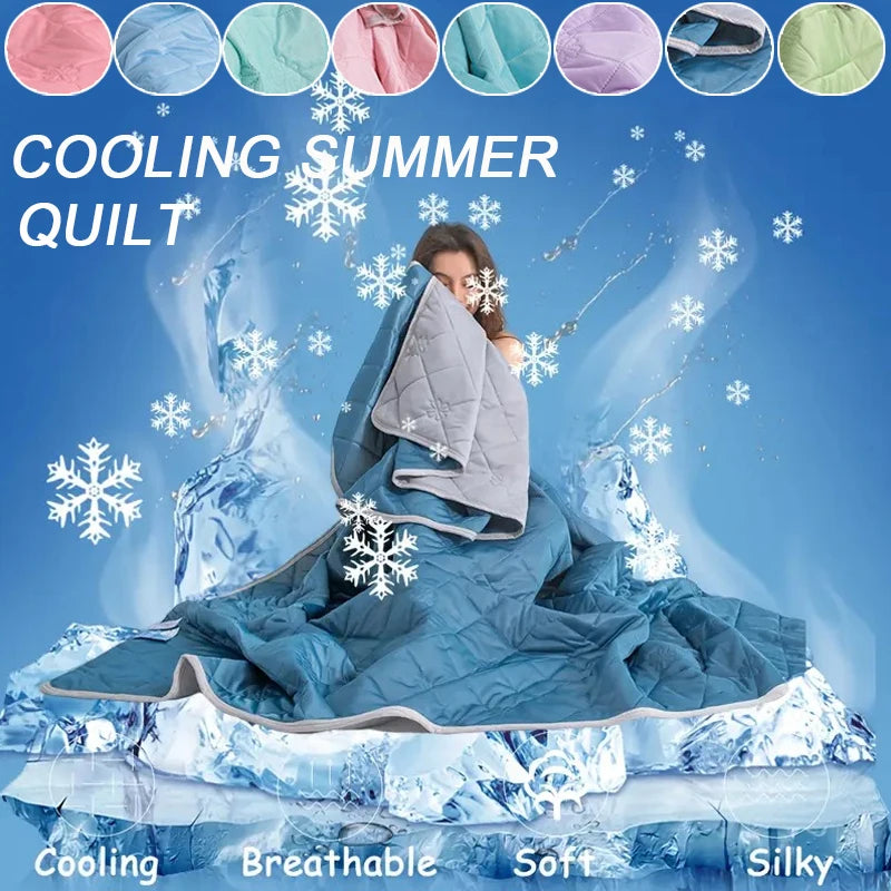 1pc Solid Color High-Quality Summer Cooling Blanket, Lightweight, Breathable & Skin-Friendly for Hot Sleepers,Bedding 냉감이불/여름이불