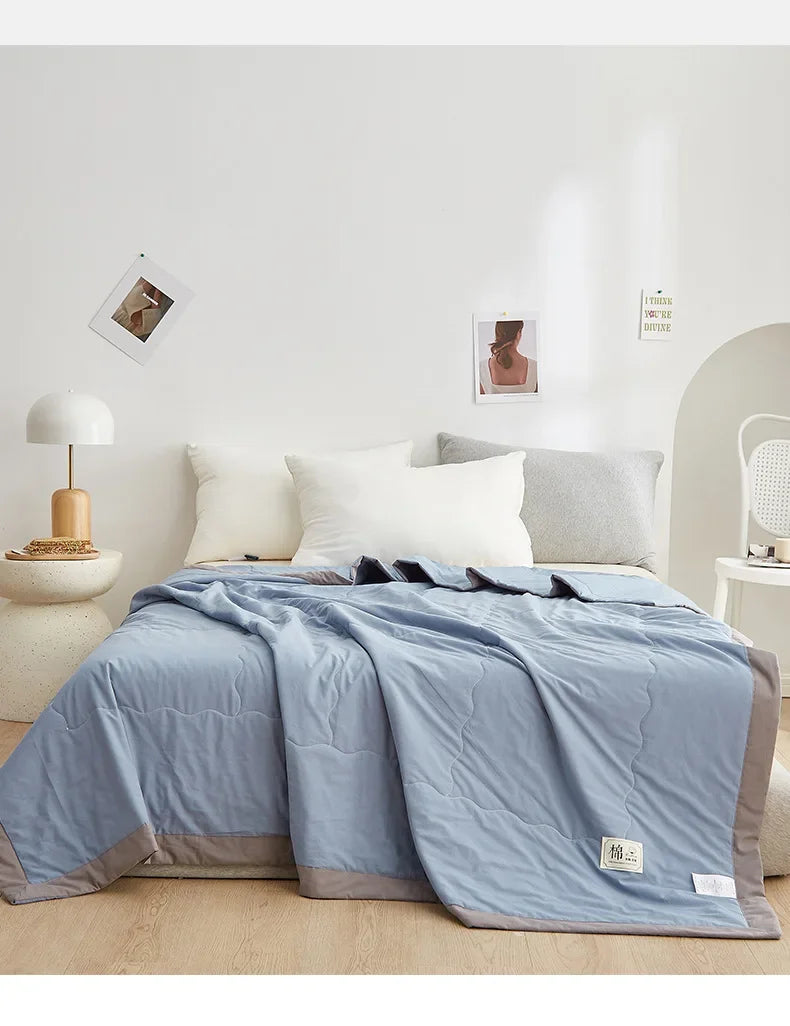 100% cotton inside and outside summer cool air conditioning quilt washed cotton pure cotton summer quilt thin quilt summer