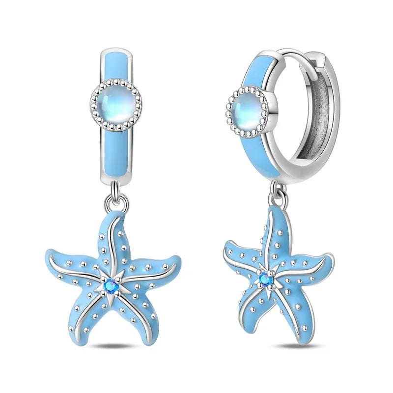 100% 925 Sterling Silver Colorful Butterfly Bee Ladybug Rainbow Flower Earrings For Women Fashion Birthday Party Jewelry Gifts