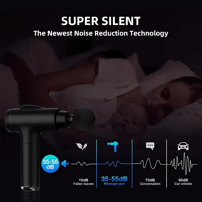 Portable Fascia Gun Vibration Massage Gun with 4 Massage Heads For Body Neck Back Deep Muscle Relaxation Sports Fitness Slimming