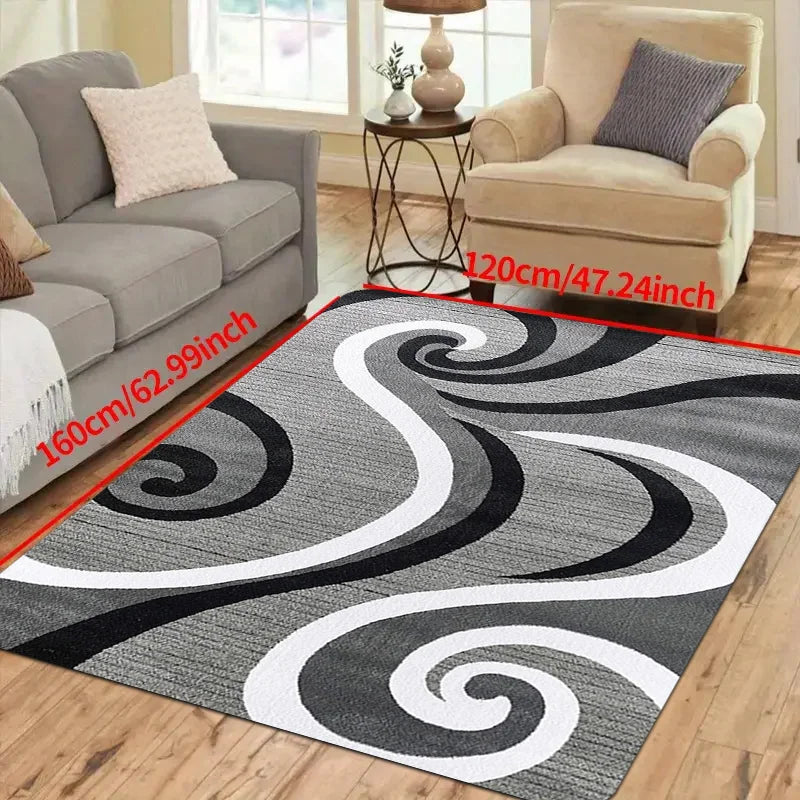 "Modern Line Print Area Mat - Non-Slip Short Pile Rug for Living Room/Bedroom/Office, Washable Soft Floor Mat Indoor Use