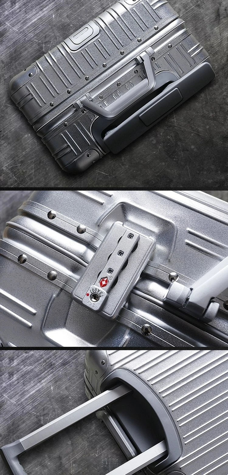100% Aluminium Suitcase Hot Sale 20/30 Inch Rolling Luggage Trolley Case Metal Suitcase Travel Luggage Cabin Carry on Suitcases