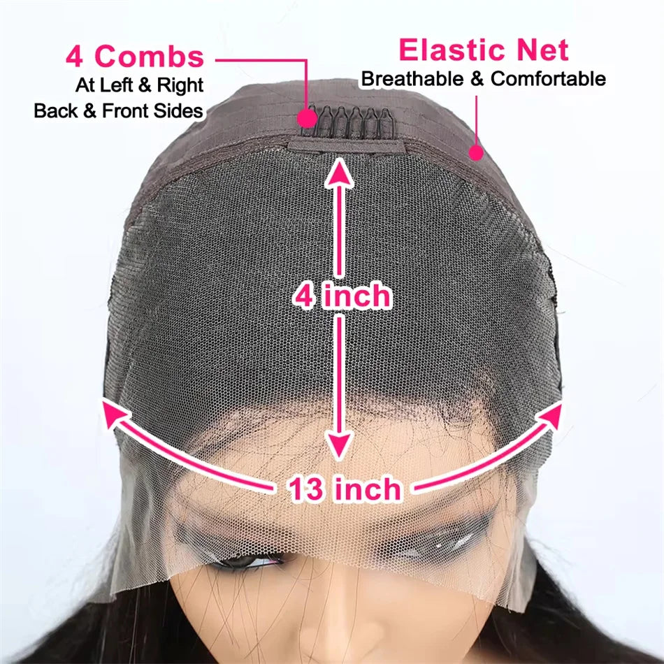 100% Vietnamese Super Double Drawn Bone Straight 13x4 Frontal Bob Wig with Human Hair Natural Black 210% Density For Black Women