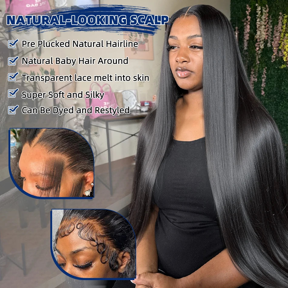 220 Density 13x4 Transparent Bone Straight 30 40 Inches 13x6 Lace Front Human Hair Wigs Brazilian Frontal Wigs For Women