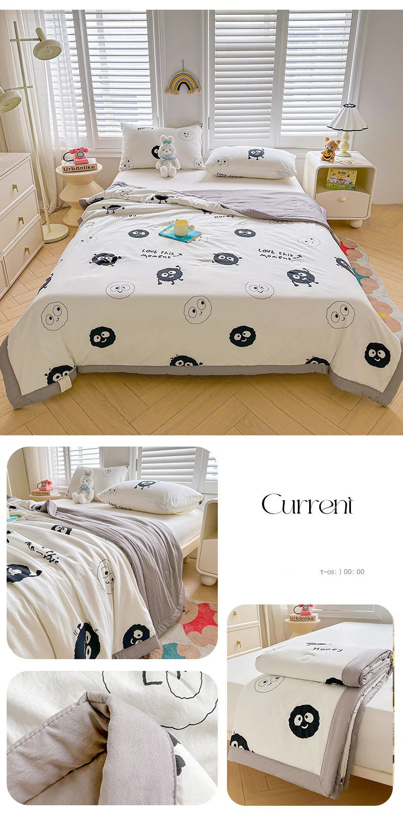 100% Cotton Summer Cool Quilt with Pure Cotton Filling Thin Air Conditioning Blanket Lightweight Breathable Quilts Printed Style