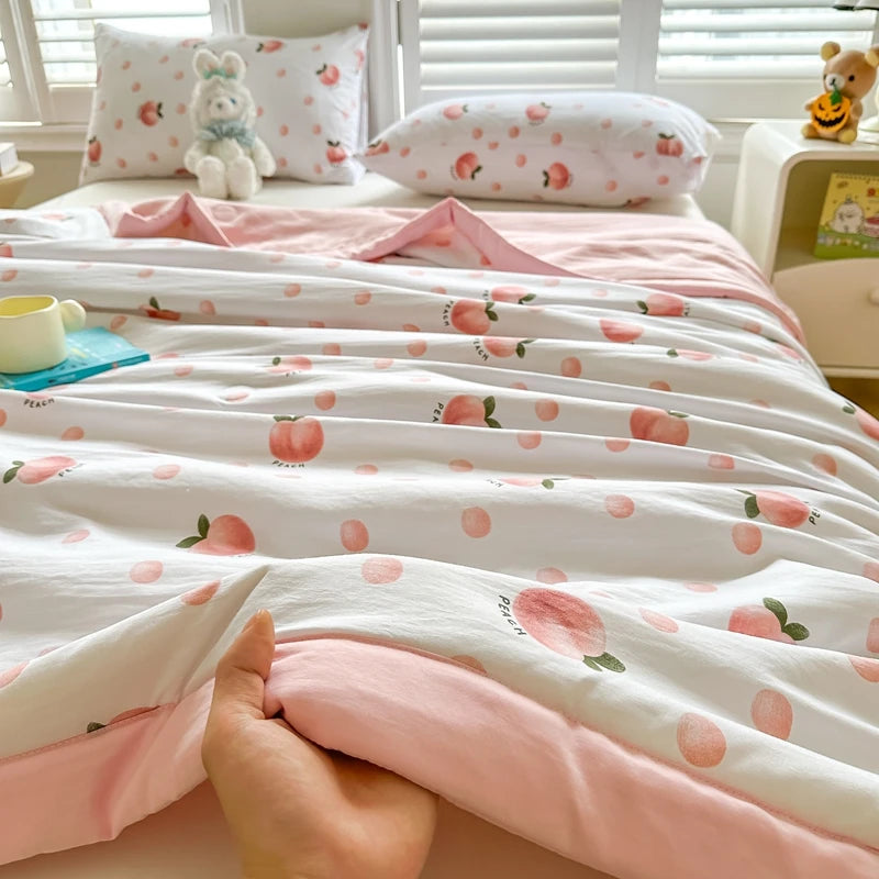 100% Cotton Inside and Outside Summer Quilt Lightweight Ultra Soft Thin Quilt Air Conditioning Quilts Pure Cotton Blanket Ins