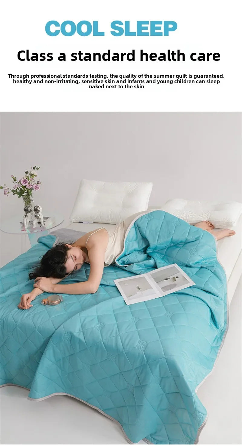 1pc Solid Color High-Quality Summer Cooling Blanket, Lightweight, Breathable & Skin-Friendly for Hot Sleepers,Bedding 냉감이불/여름이불
