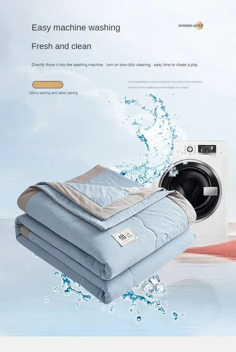 100% cotton inside and outside summer cool air conditioning quilt washed cotton pure cotton summer quilt thin quilt summer