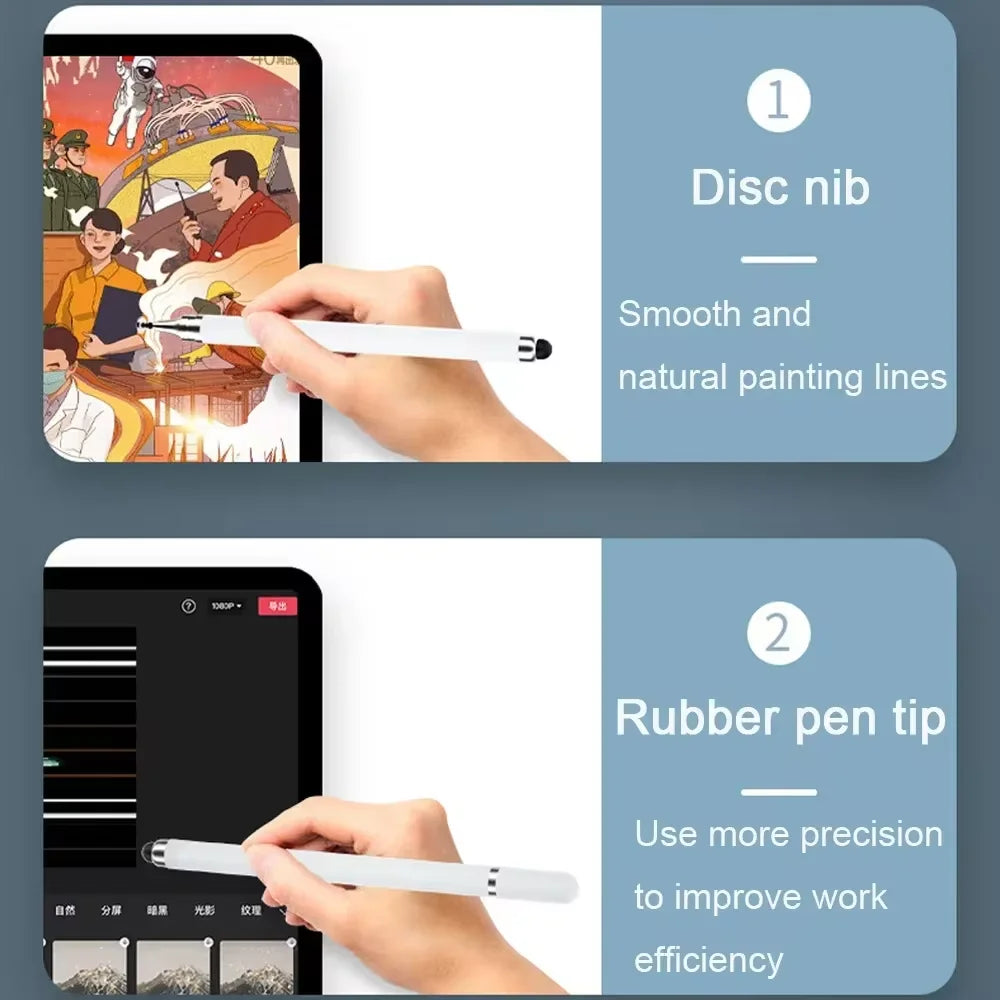 10Pcs Touch Pencil 2 in 1 Universal Stylus Pen for Tablet Laptop IPad IPhone Drawing Screen Tablet Pen for Huawei Samsung Phone