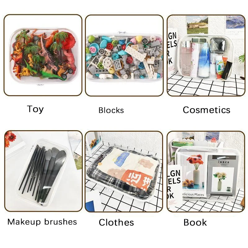 1pc Home Medicine Organize Box Transparent Cosmetic Bag Travel Case Bag Toy Organize Box Double Zipper Waterproof Plastic Pouch