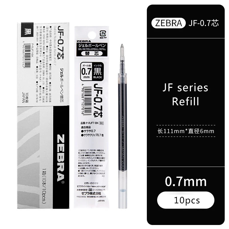 10pcs Japan ZEBRA Zebra Pen Refill JF-0.3/0.38/0.4/0.5/0.7mm JJ15 Press Neutral Pen Refill Black Blue Red School Stationery