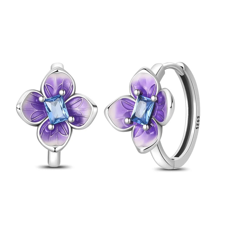 100% 925 Sterling Silver Colorful Butterfly Bee Ladybug Rainbow Flower Earrings For Women Fashion Birthday Party Jewelry Gifts
