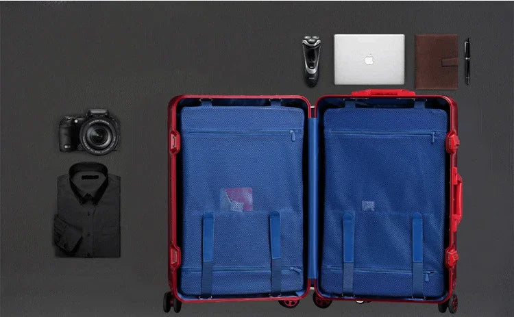 100% Aluminium Suitcase Hot Sale 20/30 Inch Rolling Luggage Trolley Case Metal Suitcase Travel Luggage Cabin Carry on Suitcases