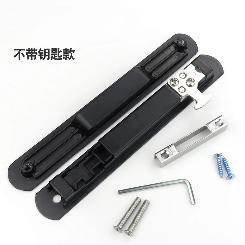 1set of zinc alloy 90 type sliding door lock buckle strip double-sided lock broken bridge aluminum alloy door hook lock with key
