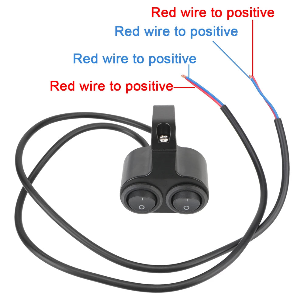 12V Headlight Switch 7/8in 22mm Dual Button Control Motorcycle Handlebar