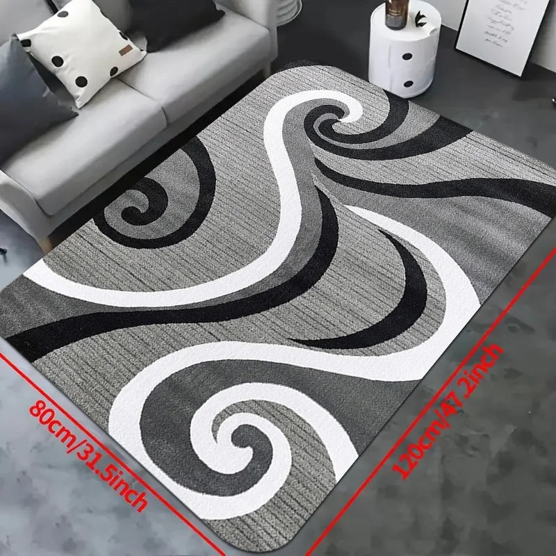 "Modern Line Print Area Mat - Non-Slip Short Pile Rug for Living Room/Bedroom/Office, Washable Soft Floor Mat Indoor Use