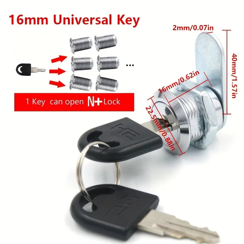 16/20/25/30/38mm Cam Lock High Quality Mail Box File Cabinet Desk Drawer Lock with 2 Keys DIY Cabinet Tools