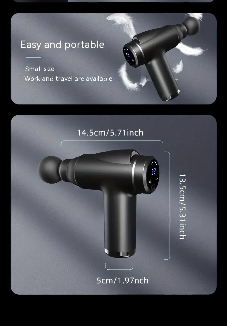 Portable Fascia Gun Vibration Massage Gun with 4 Massage Heads For Body Neck Back Deep Muscle Relaxation Sports Fitness Slimming