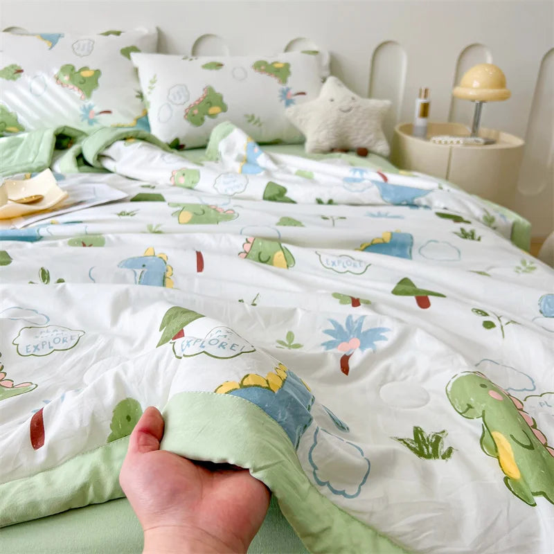 100% Cotton Inside and Outside Summer Quilt Lightweight Ultra Soft Thin Quilt Air Conditioning Quilts Pure Cotton Blanket Ins