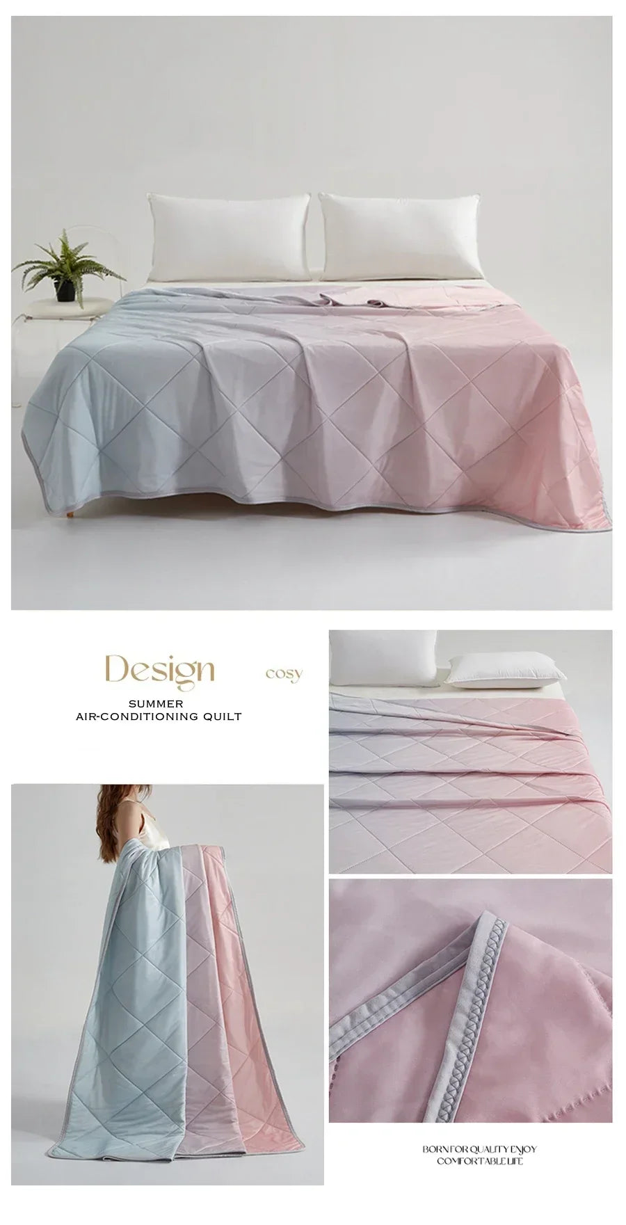 1PC High Quality Pure Color Cooling Blankets Lightweight, Breathable Summer Quilt with Double Side Cold Cooling Fabric 여름이불
