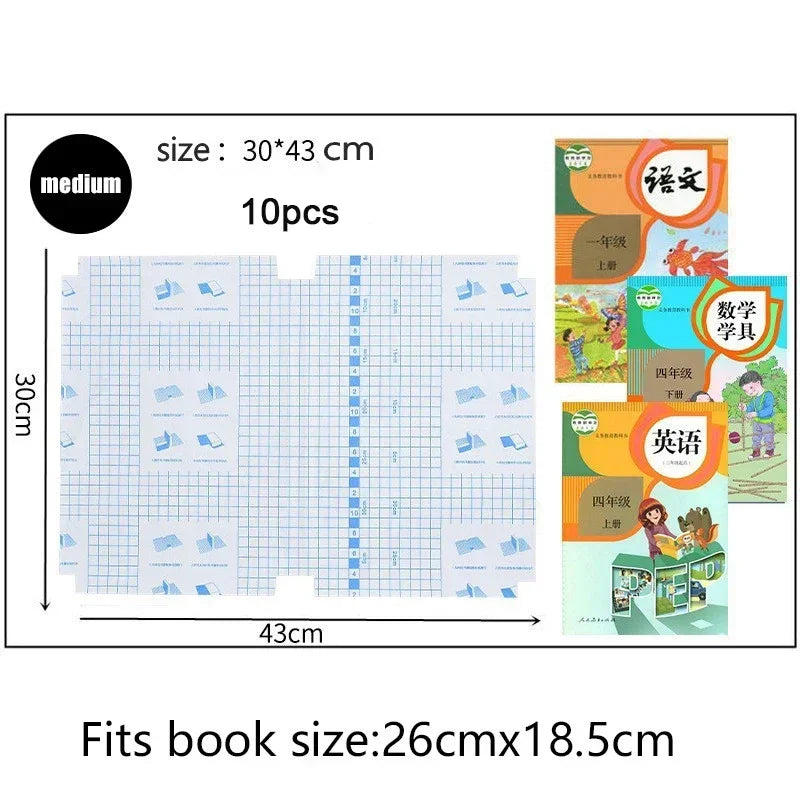 10 Sheets A4 Transparent Self Adhesive Book Cover Wrapper S/M/L Waterproof Book Wrap Paper Film Matte Clear Notebook Protector
