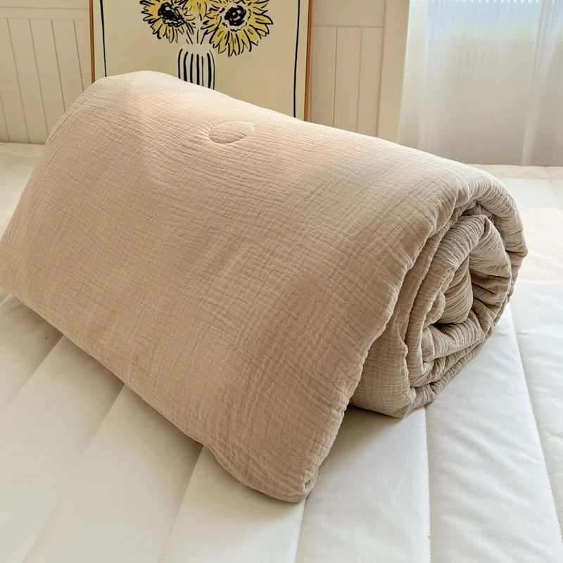 1pc Washed Cotton Duvet Queen/King Air Condition Quilt for Summer Cooling Skin-Friendly Plain Summer Blanket Comfortable 이불 사계절