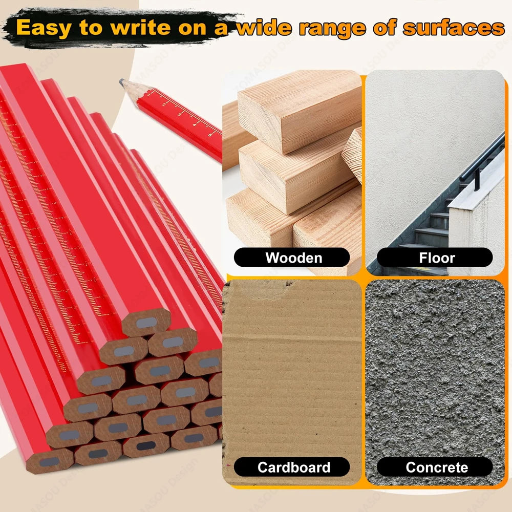 150-1Pcs Heavy Duty Octagonal Hard Black Carpenter Pencils Woodworking Pencils Site Dedicated Square for Marking Wood Concrete