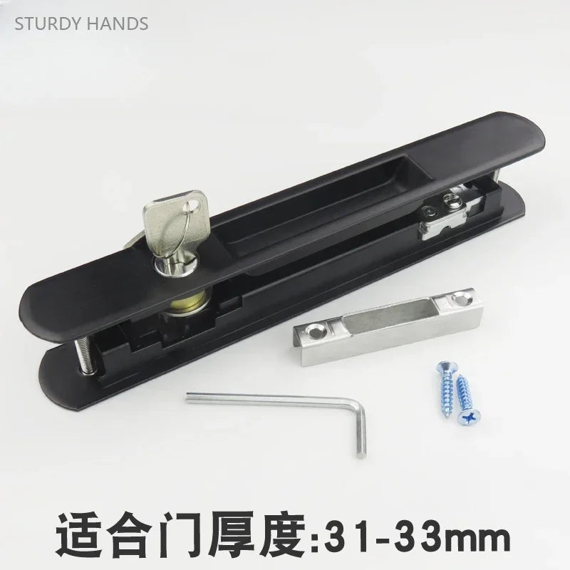 1set of zinc alloy 90 type sliding door lock buckle strip double-sided lock broken bridge aluminum alloy door hook lock with key
