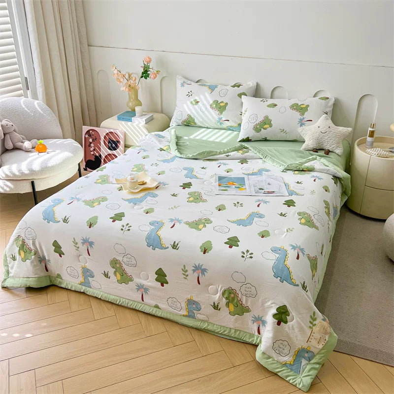 100% Cotton Inside and Outside Summer Quilt Lightweight Ultra Soft Thin Quilt Air Conditioning Quilts Pure Cotton Blanket Ins