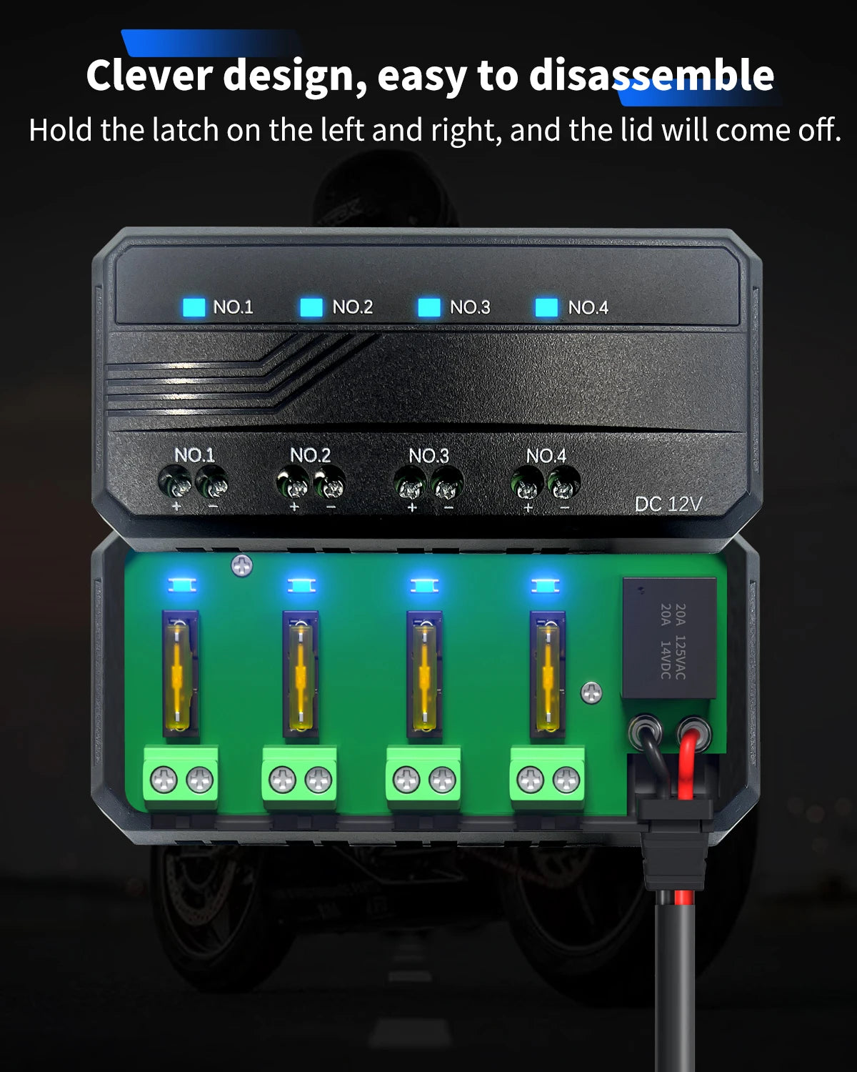 12V Universal Automotive Fuse Block Holder 4 Circuits Protection 20A Moto Fuse Block LED Indicator Motorcycle Car Accessories