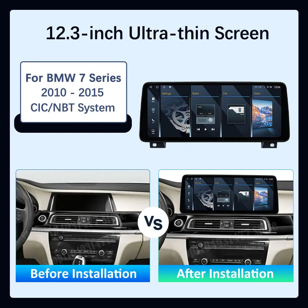 12.3 inch Android 14 GPS DSP BT Carplay Car Radio Multimedia Player for BMW 7 Series 2010 - 2015 CIC NBT System Auto Accessories