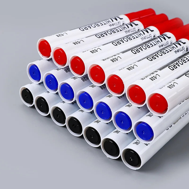 10pcs Whiteboard Marker Set,2.0mm Nib,Black Blue Red High-Volume Ink,Office Teaching Pen,Clear Handwriting & Easy Erasure L-528