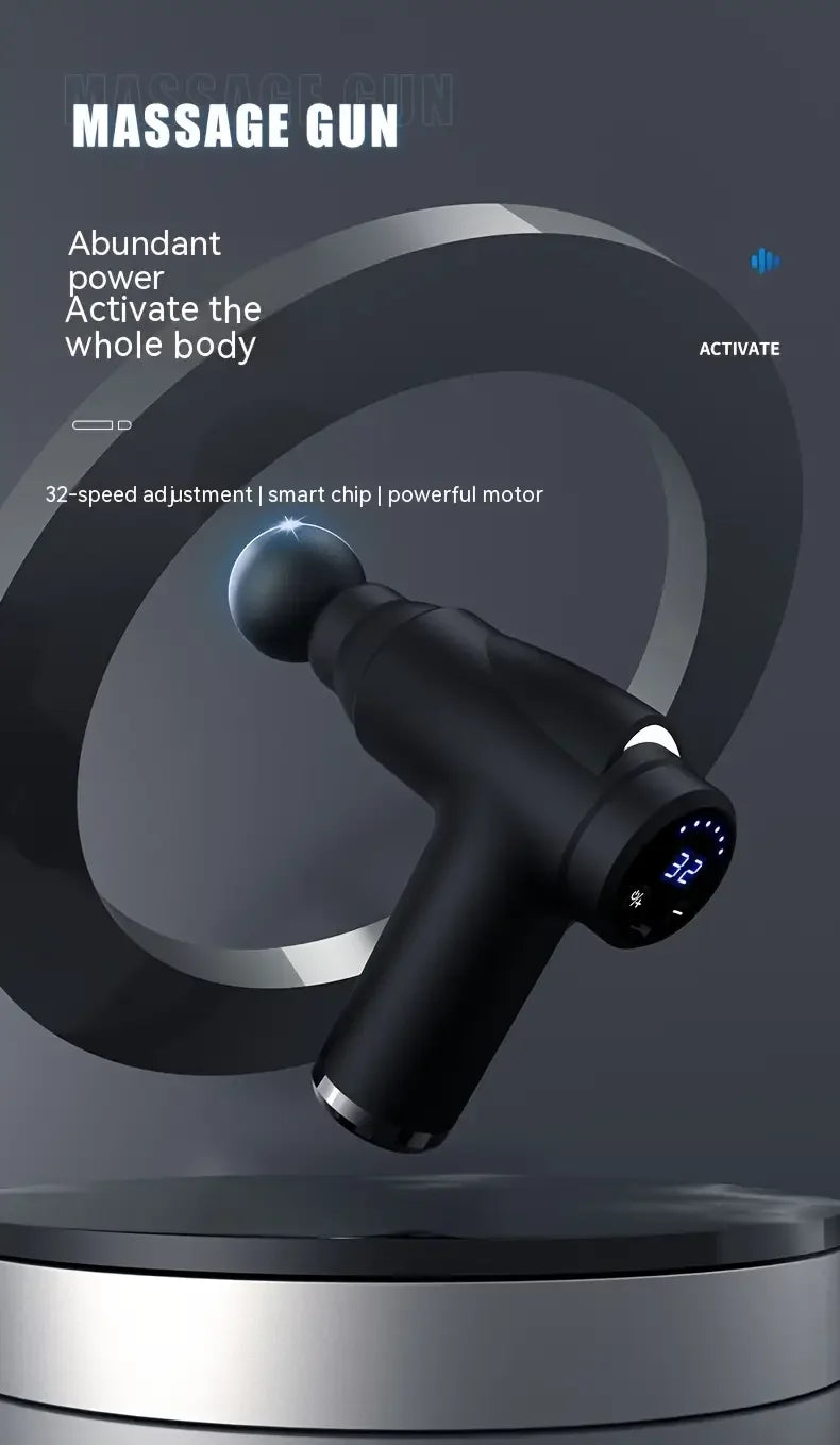 Portable Fascia Gun Vibration Massage Gun with 4 Massage Heads For Body Neck Back Deep Muscle Relaxation Sports Fitness Slimming