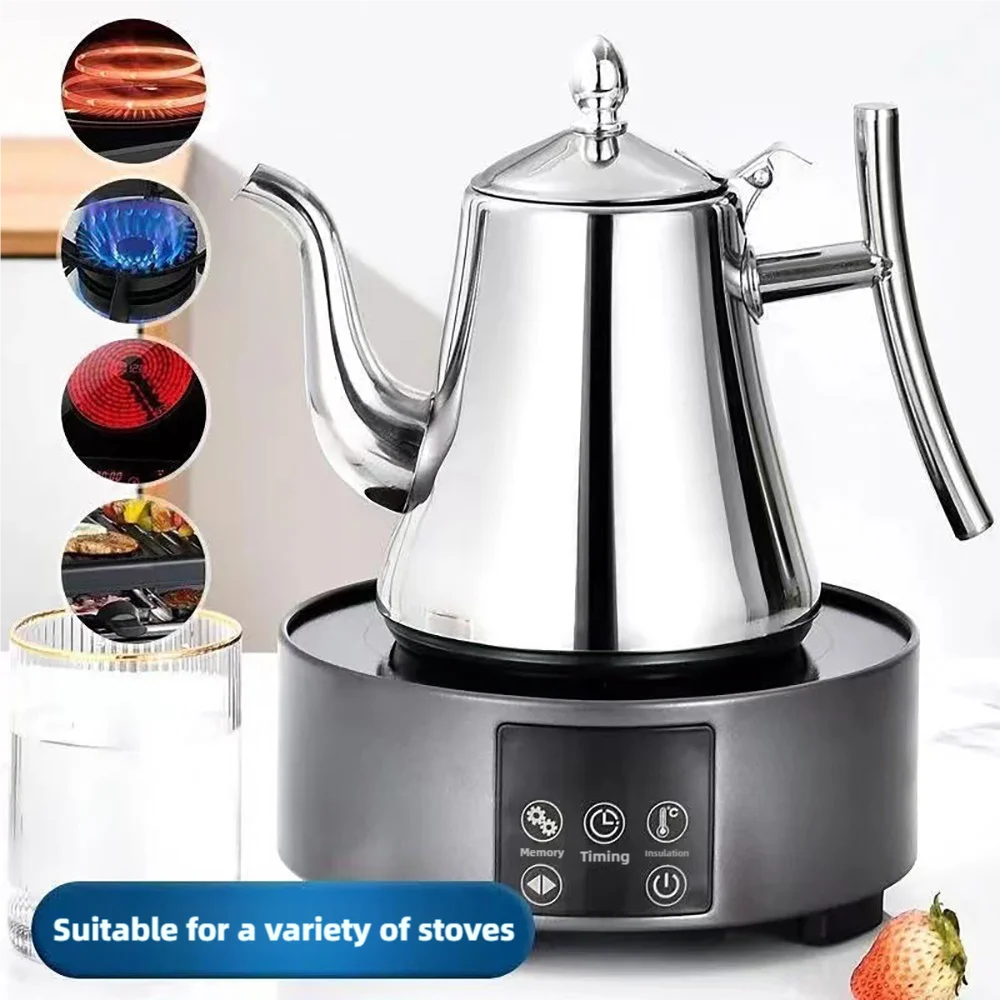 1.0L/1.5L/2.0L Thickened Stainless Steel Teapot Hotel Restaurant Household Induction Cooking Flower Tea Pot