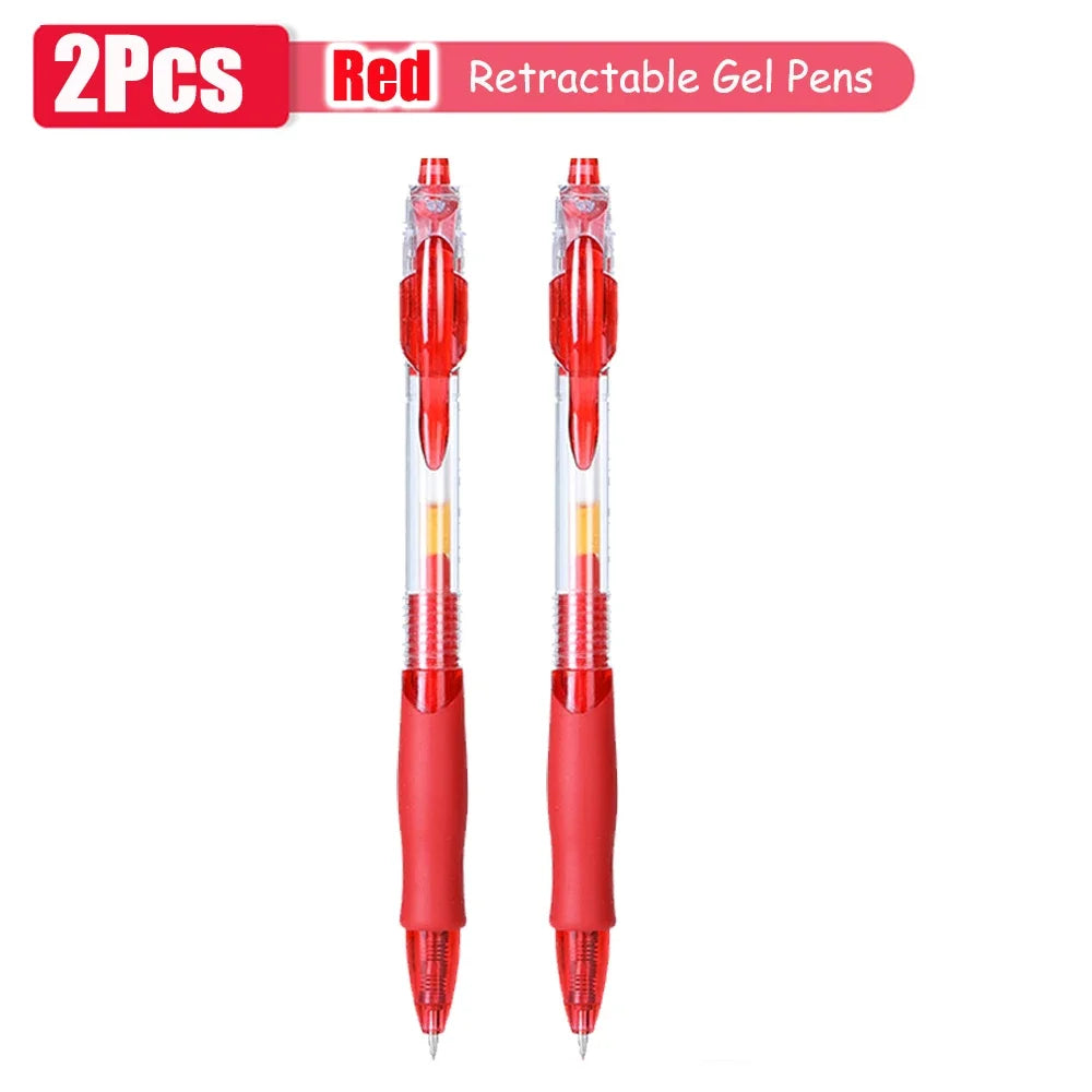 1-63Pc Retractable Gel Pens Set Black/red/blue Ink Ballpoint for Writing 0.5mm Refills Office Accessory School Supply Stationery