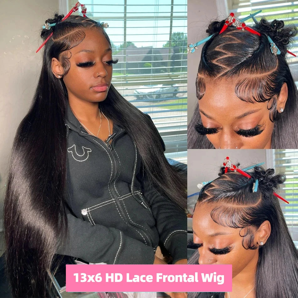 220 Density 13x4 Transparent Bone Straight 30 40 Inches 13x6 Lace Front Human Hair Wigs Brazilian Frontal Wigs For Women