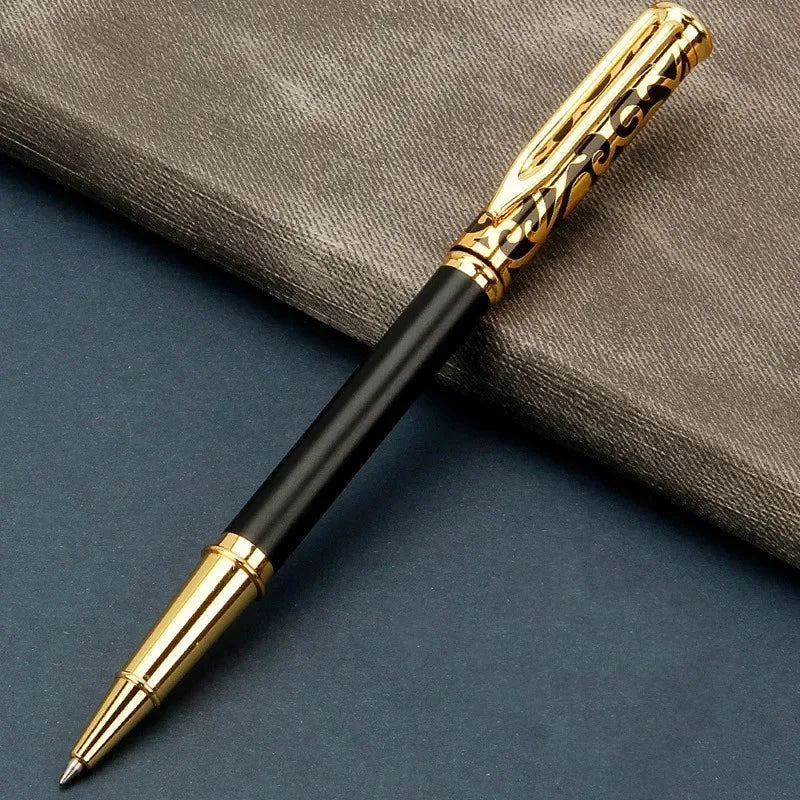 1 Set Luxury Metal Gel Pen Sculpture Pattern Roller Pen Office School Stationary Pen Customized Logo Name Text Gift